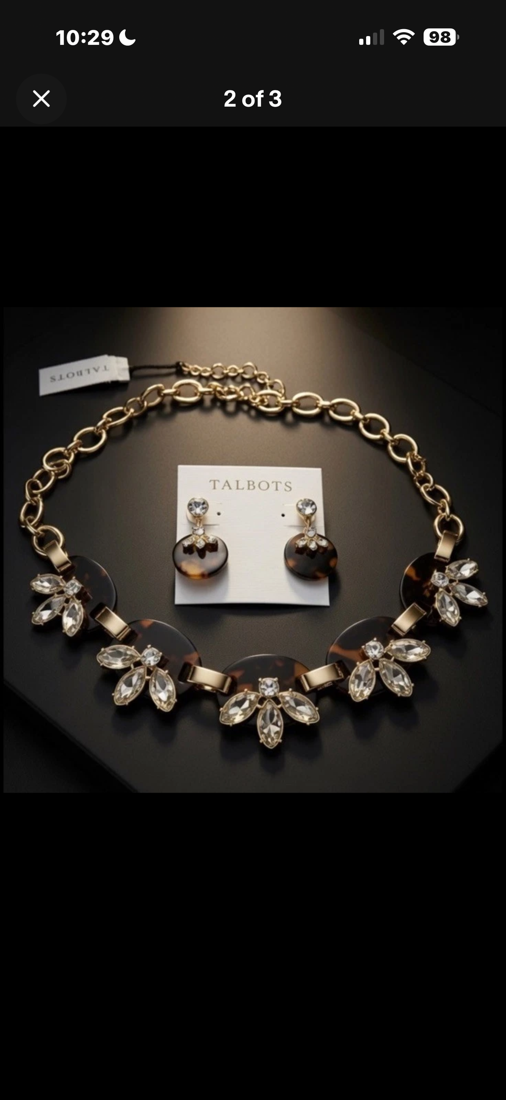 Talbots 2-Piece Crystal Tortoise Shell Necklace Set