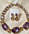 Talbots Purple Checkboard Necklace Set
