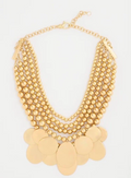 Chico's Coin Bib Necklace – Ash Gold Beaded Statement Necklace