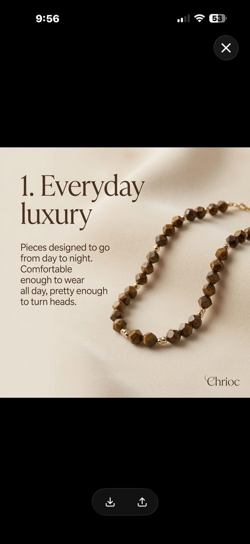 Chrioc Tiger Eye Gold Plated Nuggets Necklace Strech Bracelet Set